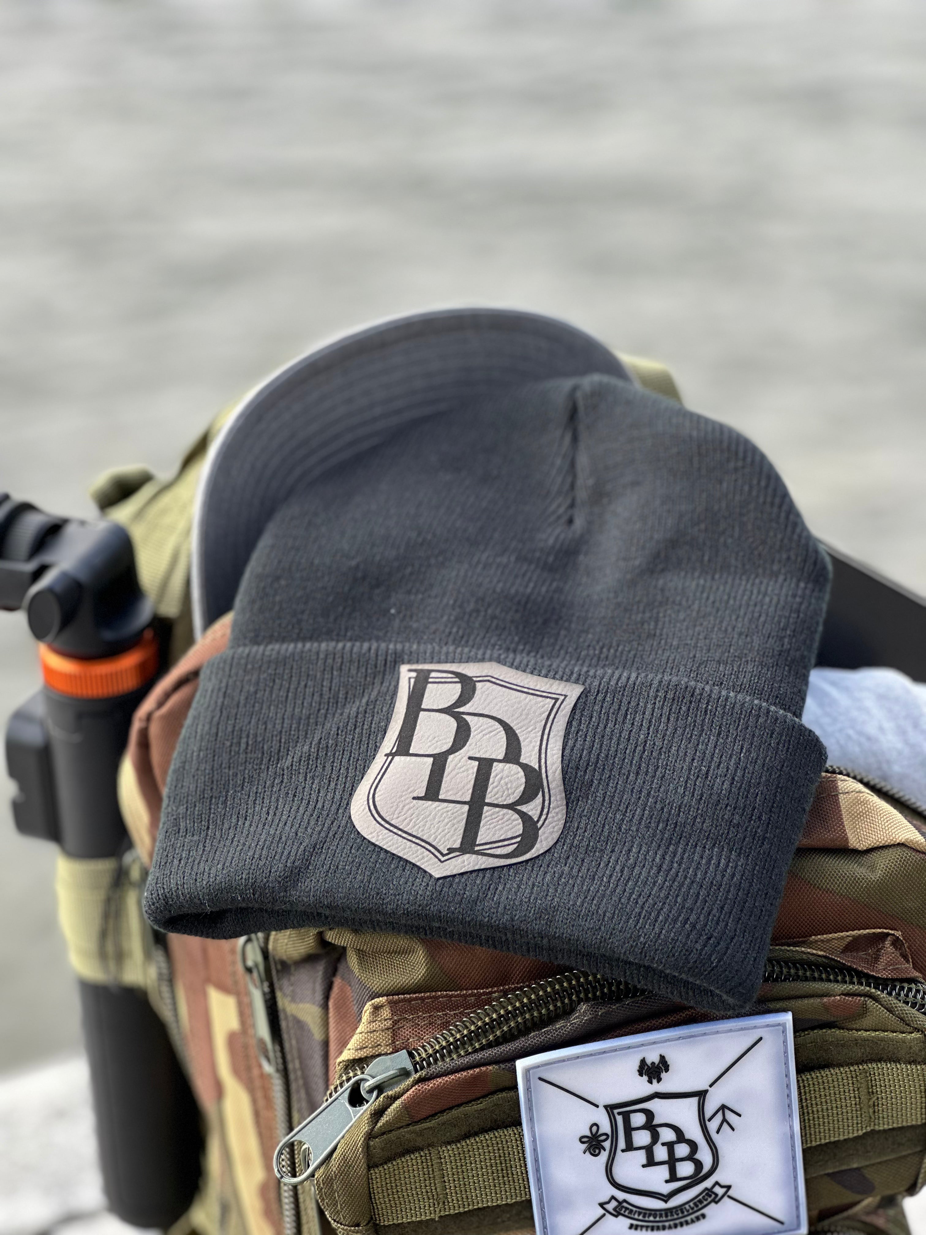 BDB leather patched beanie