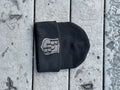 BDB leather patched beanie